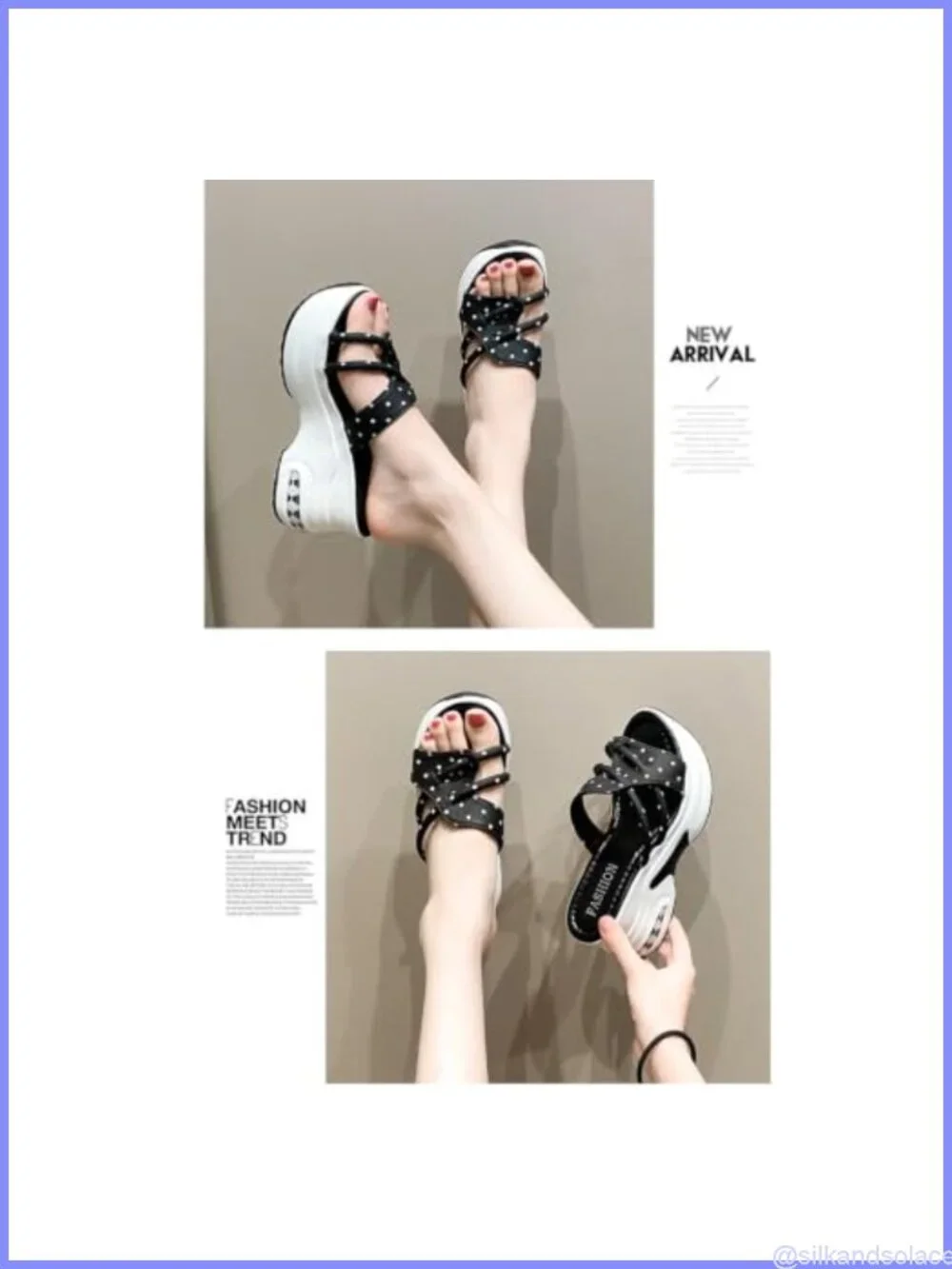 Womens Platform Wedge Sandals Chunky Mule Slippers Arch Support Polka Dot Bow